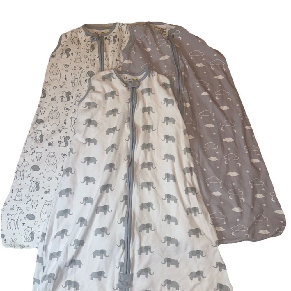 Mama Cheetah Sleep Sack Lot L 12-18m 3 Gray Elephant Organic Cotton